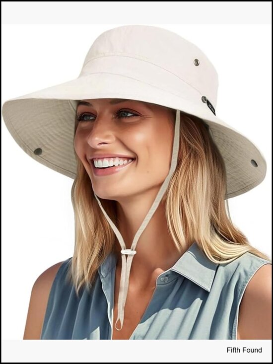 Packable Sun Hat UPF 80+ Wide Brim Ponytail Hole Adjustable Beach Summer